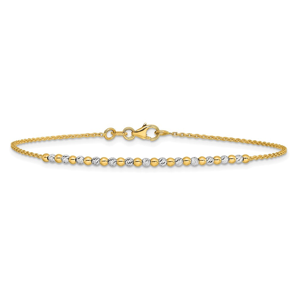 14K Bicolor Gold Bicolor Diamantiert Gekugelt 18 Zoll Halskette