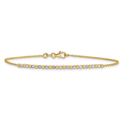 14K Bicolor Gold Bicolor Diamantiert Gekugelt 18 Zoll Halskette