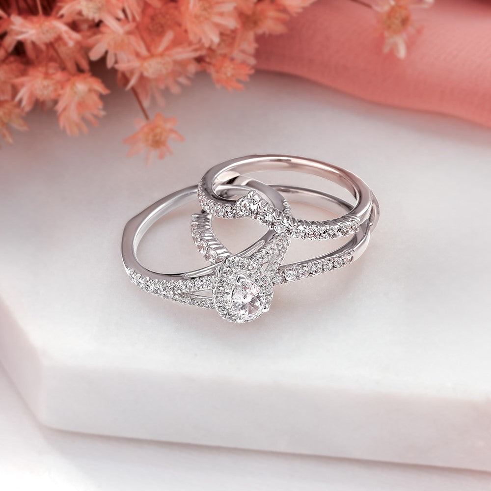 14K Weißgold Diamant-Semi-Mount-Ring