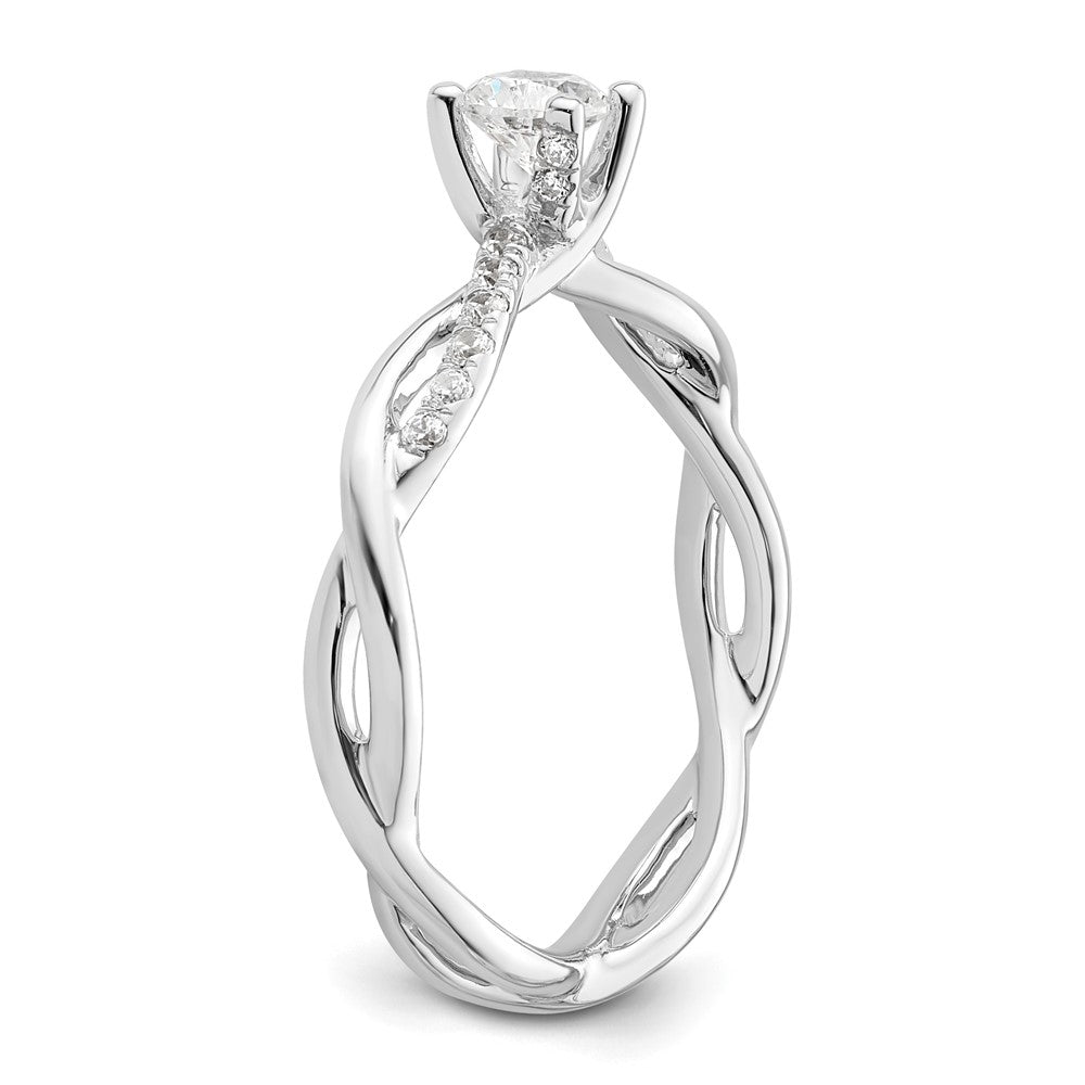 14K Weißgold Criss-Cross Verlobungsring, Semi-Mount, 0,125 ct. Diamant (für 0,25K (4,1 mm) runden Mittelstein)