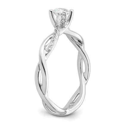 14K Weißgold Criss-Cross Verlobungsring, Semi-Mount, 0,125 ct. Diamant (für 0,25K (4,1 mm) runden Mittelstein)