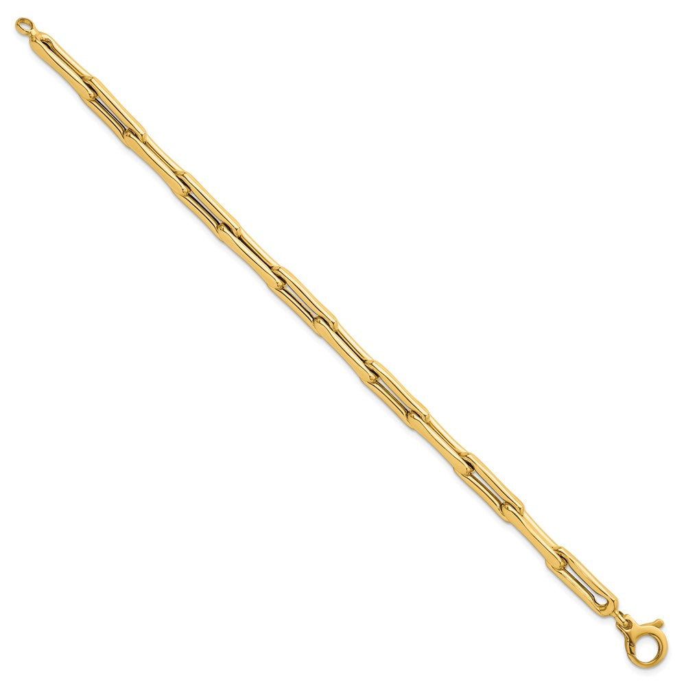 14K Gelbgold Poliert 5.7mm Fantasie Lang Glieder Gliederarmband