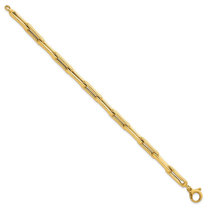 14K Gelbgold Poliert 5.7mm Fantasie Lang Glieder Gliederarmband