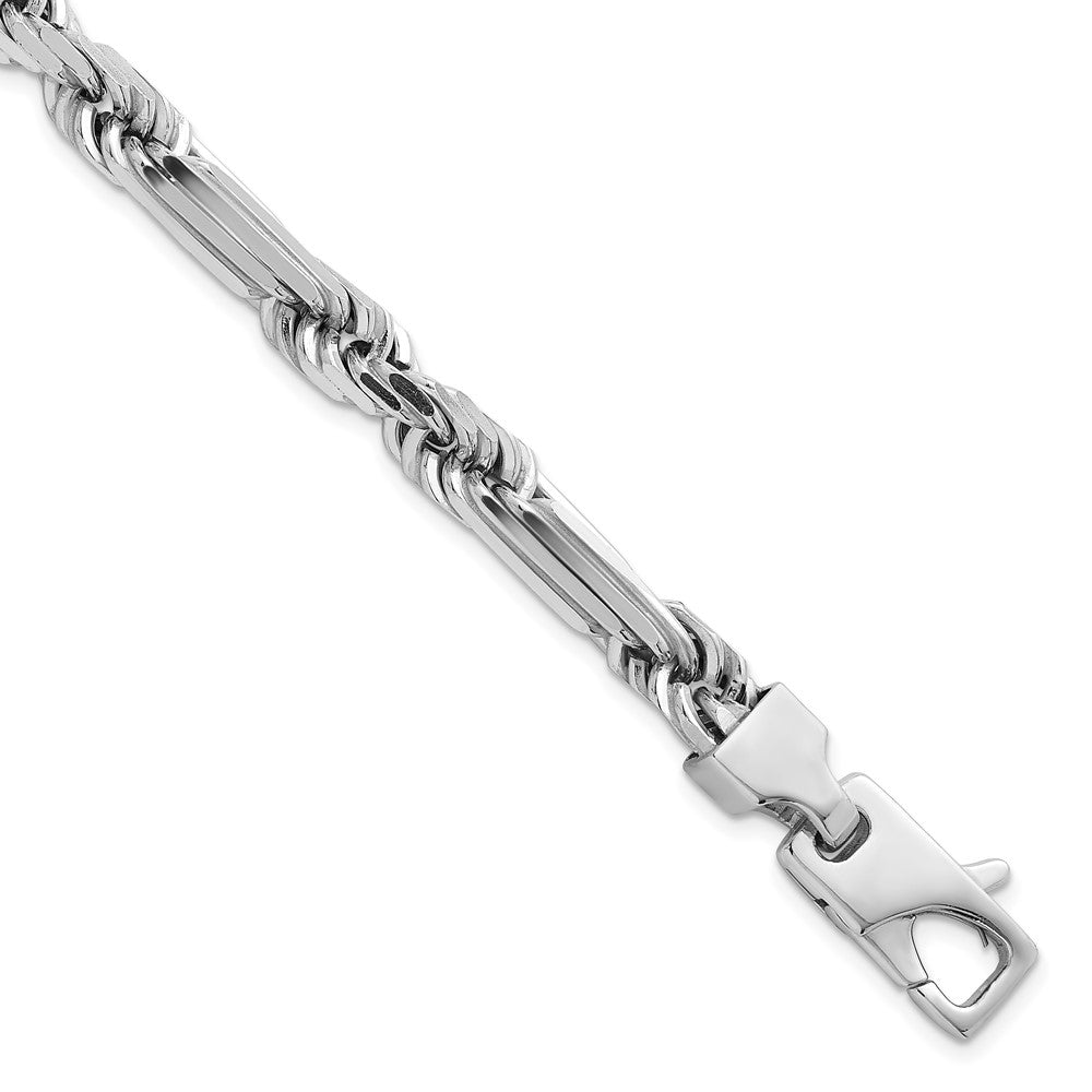 Sterlingsilber Rhodiniert Poliert 8.00mm Figaro Kordel Kette 8 Zoll Armband