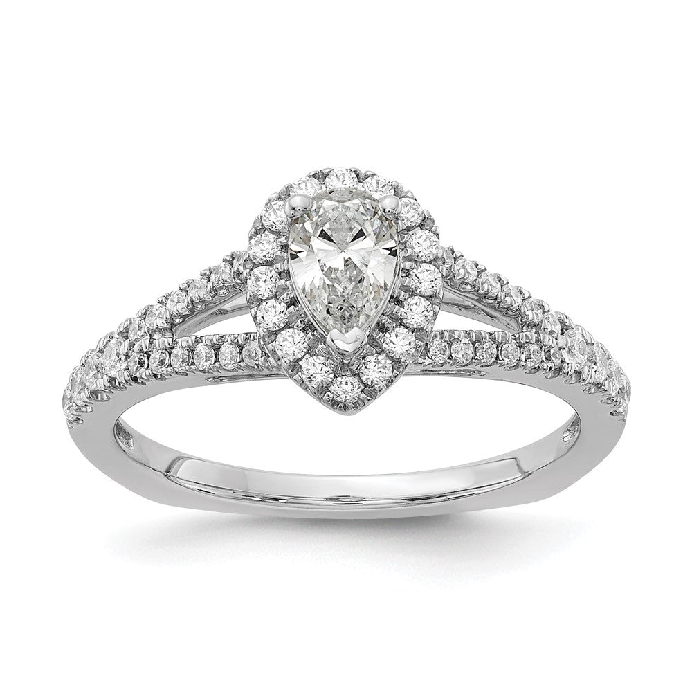 14K Weißgold Verlobungsring mit birnenförmigem Diamant