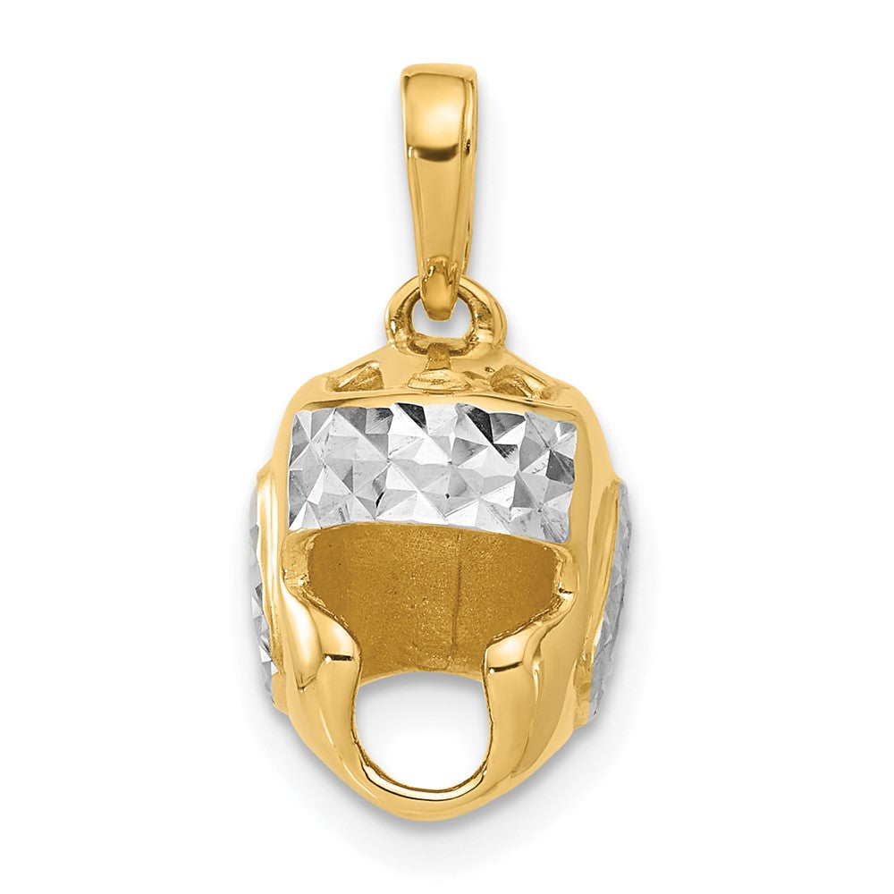 14K Gelbgold und Rhodium diamantgeschliffener Ringer-Helm-Anhänger