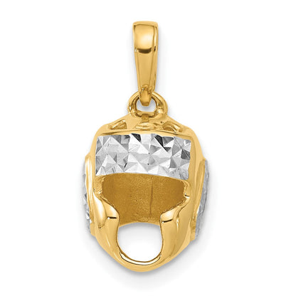14K Gelbgold und Rhodium diamantgeschliffener Ringer-Helm-Anhänger