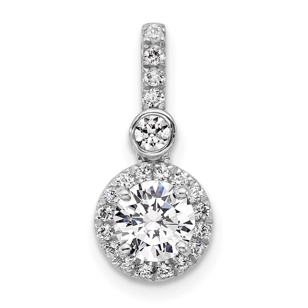 14K Weißgold Anhänger mit 1 Karat im Labor gezüchtetem Diamant VS/SI+ G+, rund, mit komplettem Halo