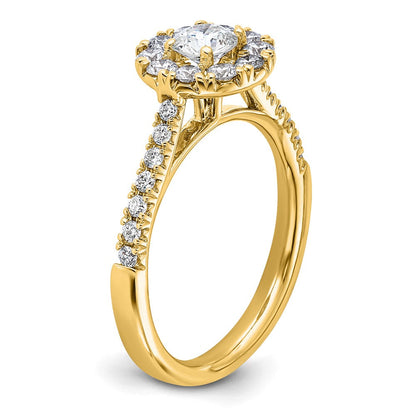 True Origin 14K Gelbgold Verlobungsring mit 1 ct. im Labor gezüchtetem Diamant VS+ F+ und komplettem Halo
