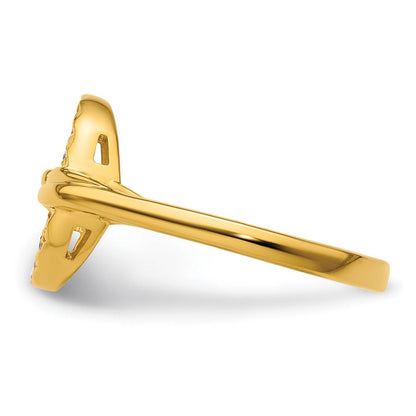 14K Gelbgold Polierter Diamant Offener Kreis Fashion-Ring