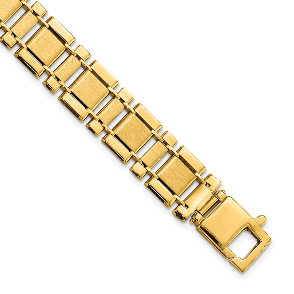 14K Gelbgold Herren Gebürstet und Poliert Glieder 8.5 Zoll Armband