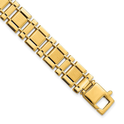14K Gelbgold Herren Gebürstet und Poliert Glieder 8.5 Zoll Armband