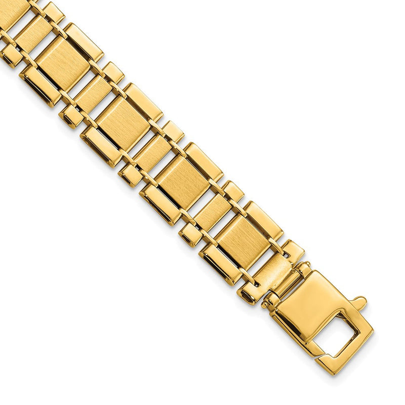 14K Gelbgold Herren Gebürstet und Poliert Glieder 8.5 Zoll Armband