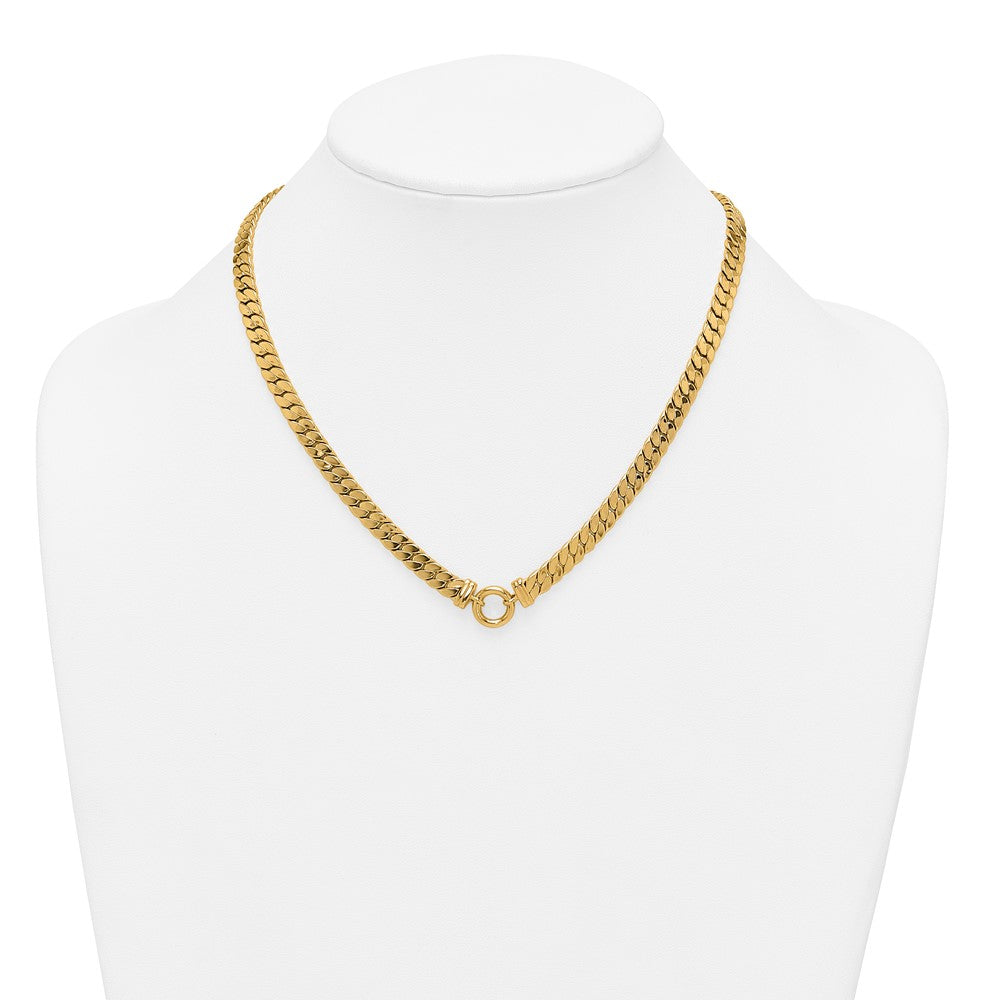14K Gelbgold Poliert Flach Panzer Glieder mit Mittig Kreis Element 18 Zoll Halskette