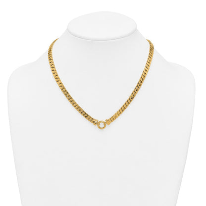 14K Gelbgold Poliert Flach Panzer Glieder mit Mittig Kreis Element 18 Zoll Halskette