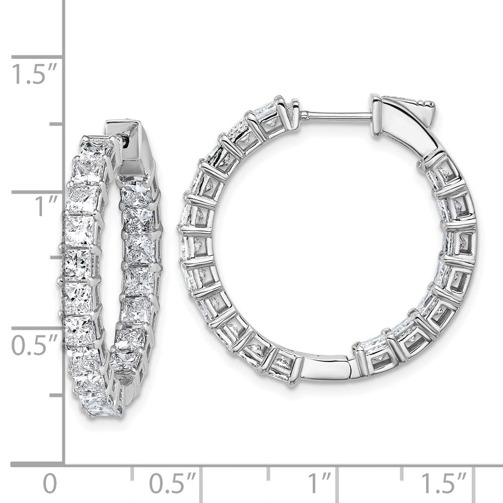 14K Weißgold Innen/Außen Zertifizierte Laborgezüchtete VS/SI GH Princess-Diamant-Creolen