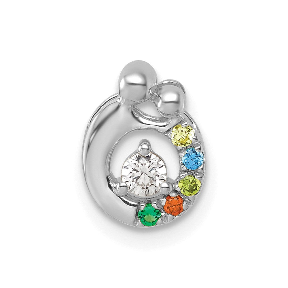 14K Weißgold 5 Geburtsstein und Diamant Mutter/child Kette Anhänger Halbfassung