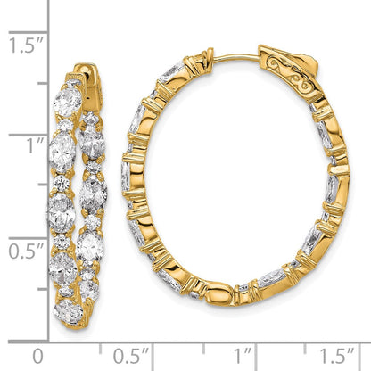 14K Gelbgold zertifizierte Creolen mit Oval- und Rundschliff-Diamanten innen/außen, VS/SI FGH