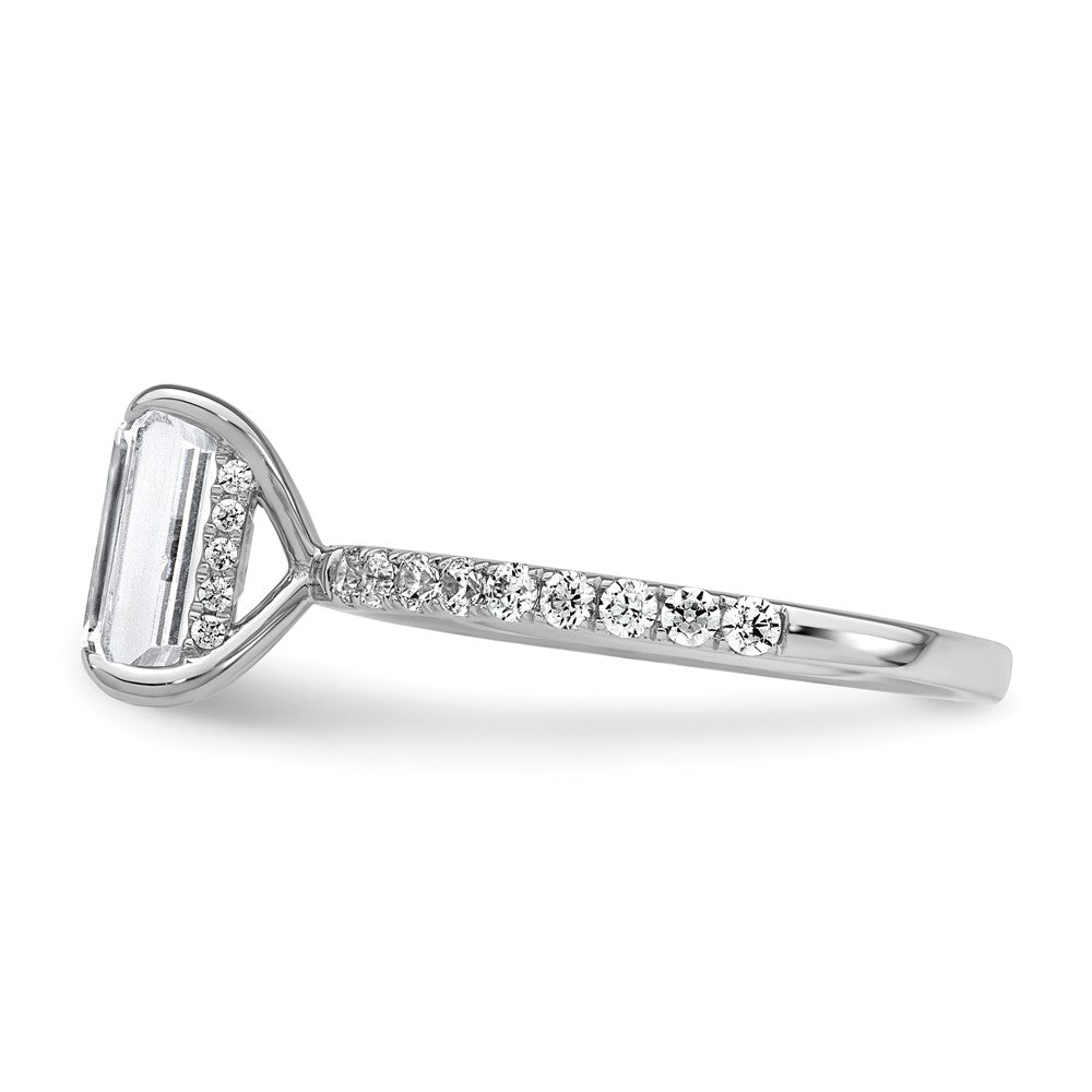 14K Weißgold 2 3/8K zertifizierter im Labor gezüchteter Diamant VS/SI+ G+ Emerald-Cut Solitär-Verlobungsring mit Flair, komplett