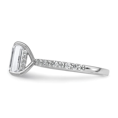 14K Weißgold 2 3/8K zertifizierter im Labor gezüchteter Diamant VS/SI+ G+ Emerald-Cut Solitär-Verlobungsring mit Flair, komplett