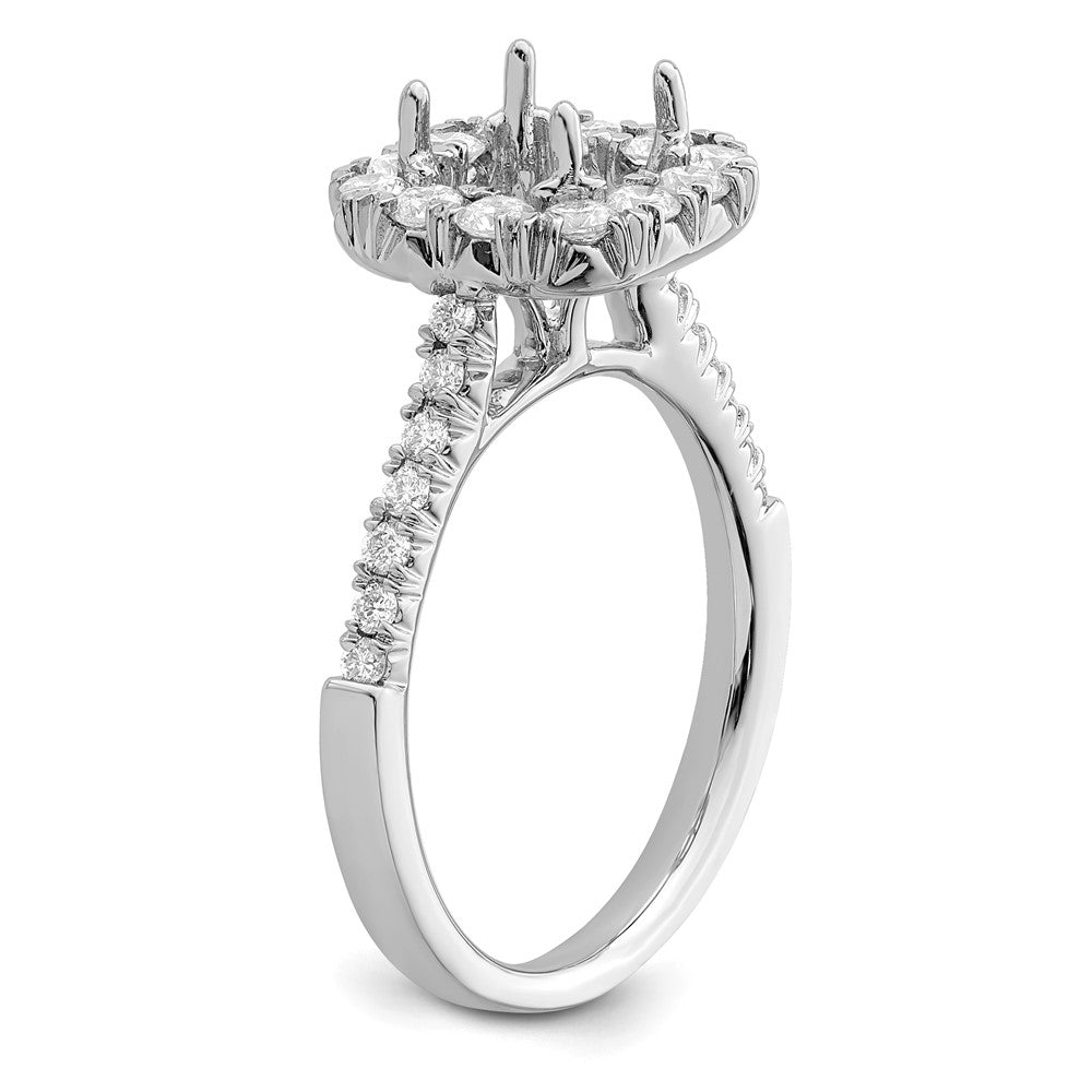 14K Weißgold Heiligenschein (holds 1.5 Karat (6.25mm) Asscher-cut Mittig) 3/4 Karat Diamant Halbfassung Verlobungsring