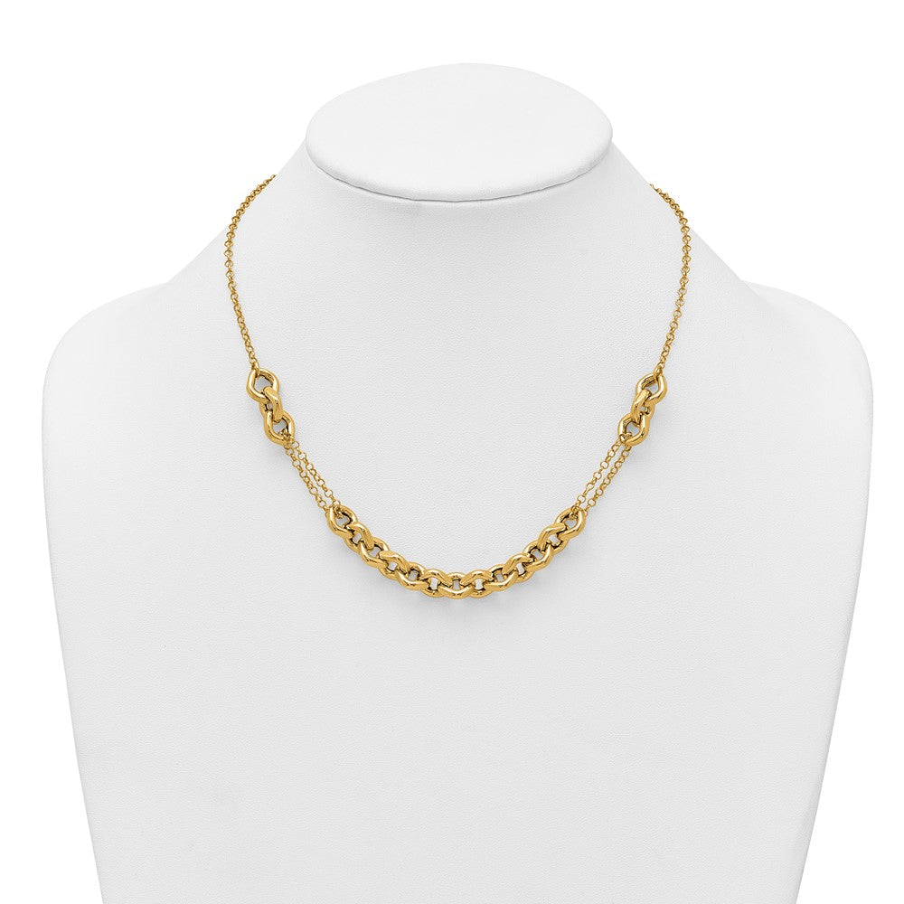 14K Gelbgold Poliert Fantasie Multi Glieder Kette 18 Zoll Halskette
