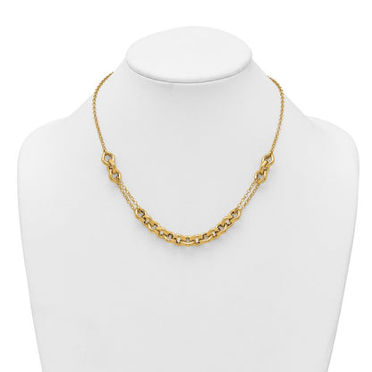 14K Gelbgold Poliert Fantasie Multi Glieder Kette 18 Zoll Halskette