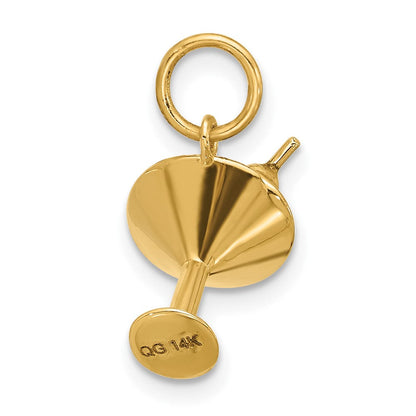 14K Gelbgold Fancy Martini-Glas mit Oliven Charm