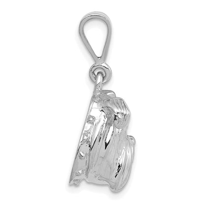 14K Weißgold Bulldogge-Anhänger