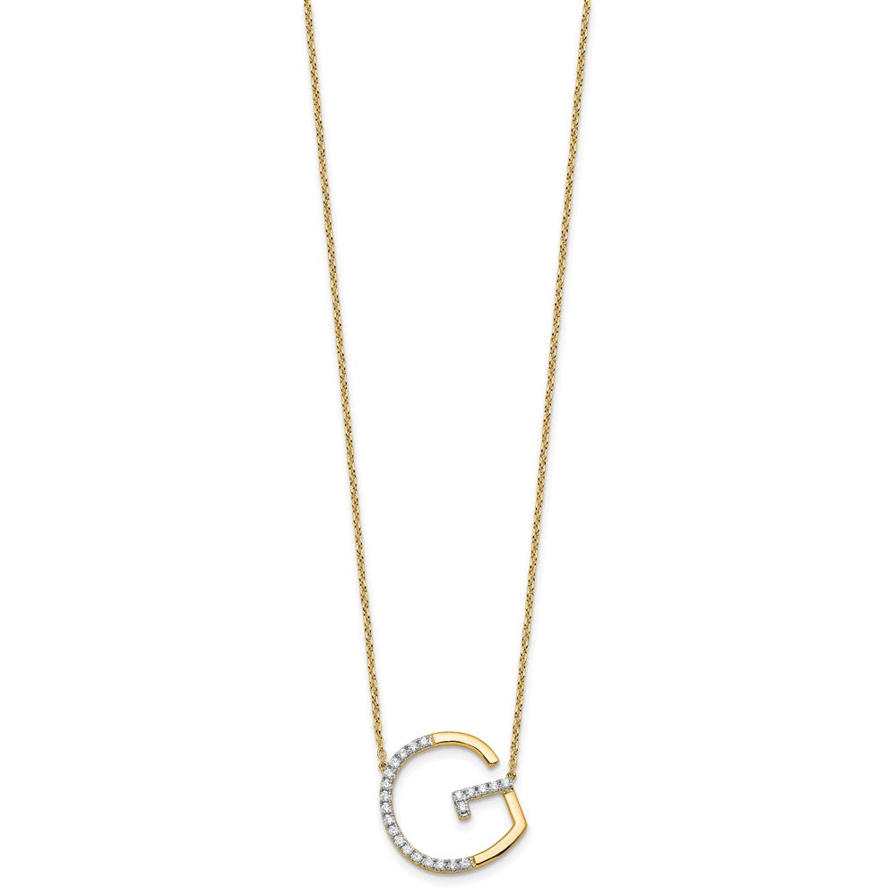 14K Gelbgold Seitlich Diamant Initiale G 18 Zoll Halskette