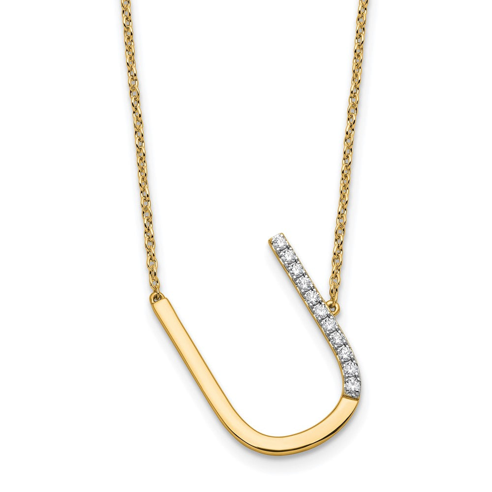 14K Gelbgold Seitlich Diamant Initiale U 18 Zoll Halskette