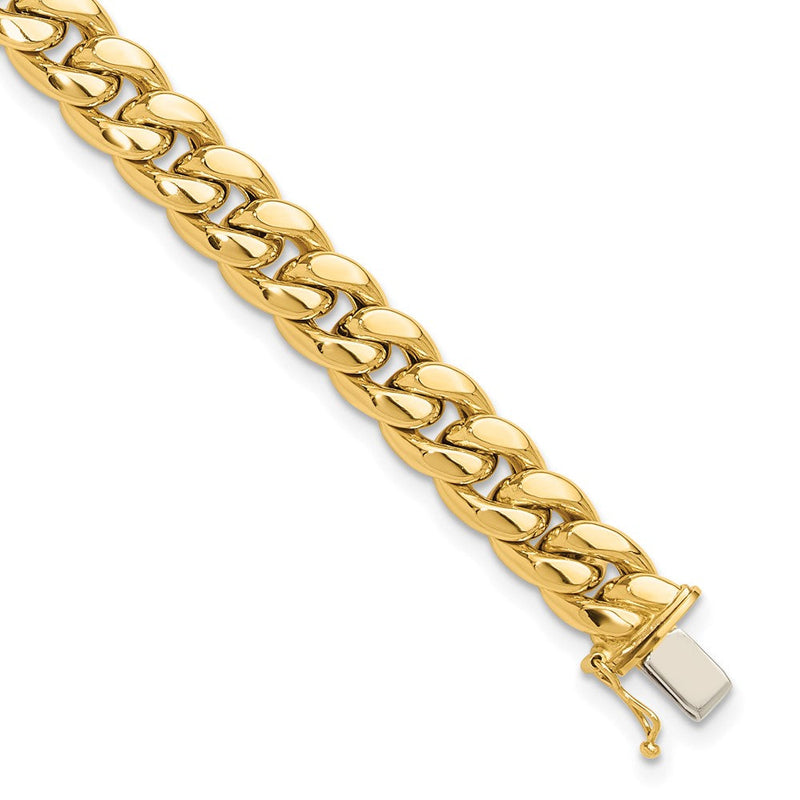 14K Gelbgold Poliert 8.9mm Panzer Glieder 9 Zoll Herren Armband