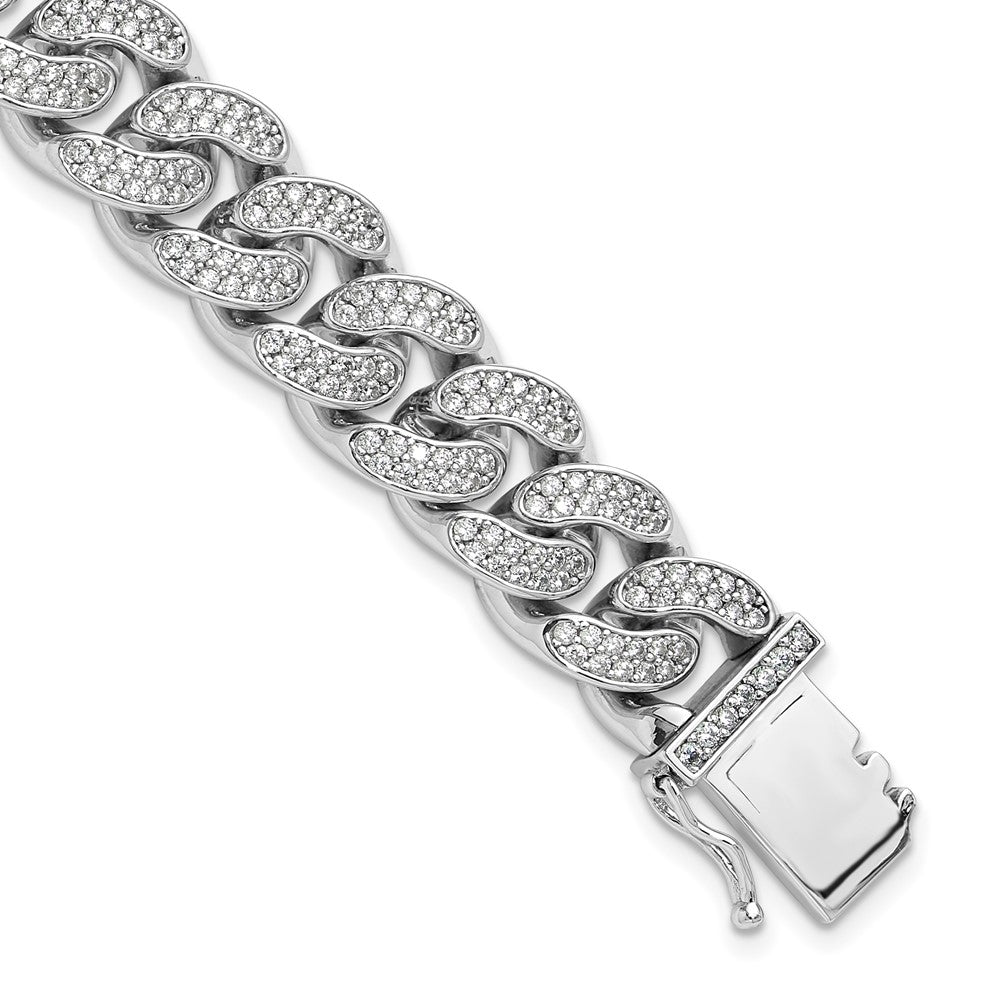 Sterlingsilber Rhodiniert Zirkonia Panzer Gliederarmband