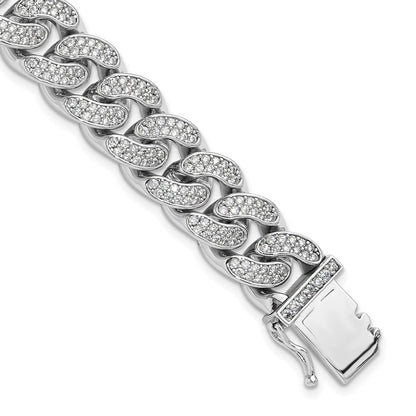 Sterlingsilber Rhodiniert Zirkonia Panzer Gliederarmband