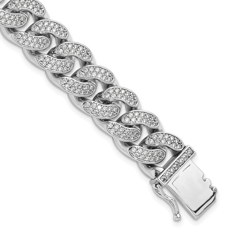 Sterlingsilber Rhodiniert Zirkonia Panzer Gliederarmband