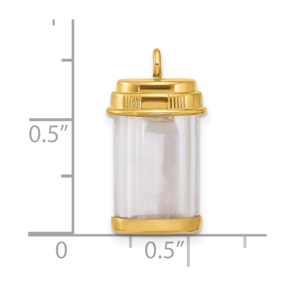 14K Gelbgold Fancy Pillendose-Charm