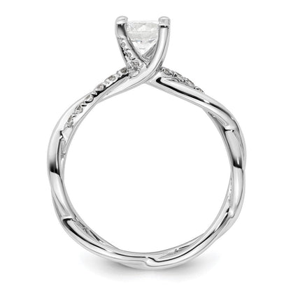 14K Weißgold Criss-Cross Diamant-Verlobungsring als Semi-Mount (für 0,75K (5,8 mm) runden Mittelstein) mit 0,2 ct. Diamanten