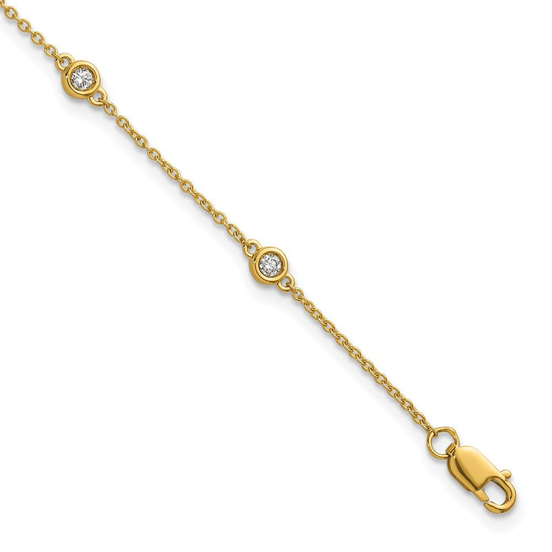 14K Gelbgold Komplett 1/5 Karat Zargenfassung-set Diamant und Ankerkette Kette 6-station 7 Zoll Armband
