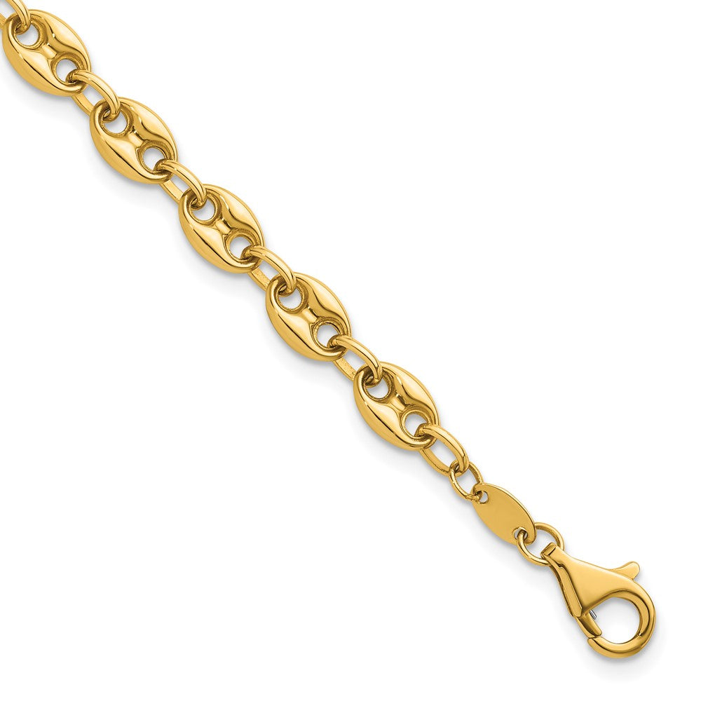 14K Gelbgold Poliert 5.6mm Gewölbt Anker/mariner Glieder Gliederarmband