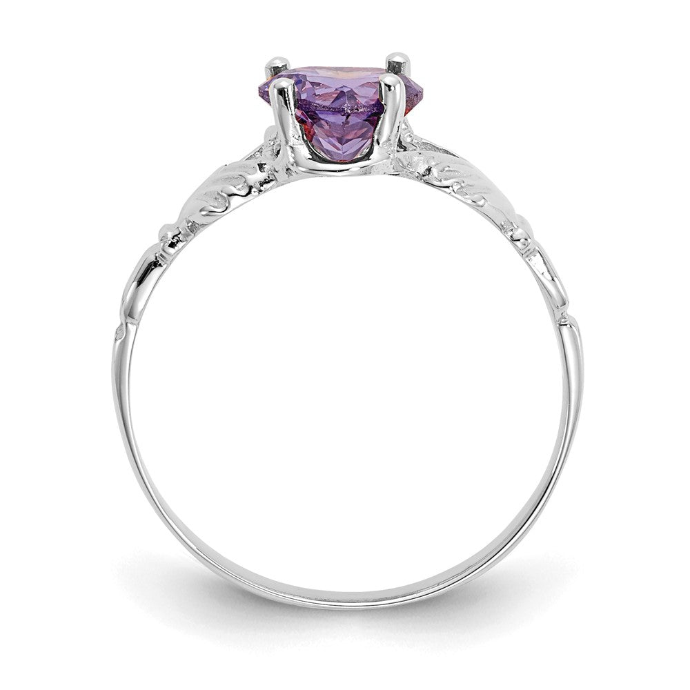 14K Weißgold February Zirkonia Herz Geburtsstein Claddagh Ring