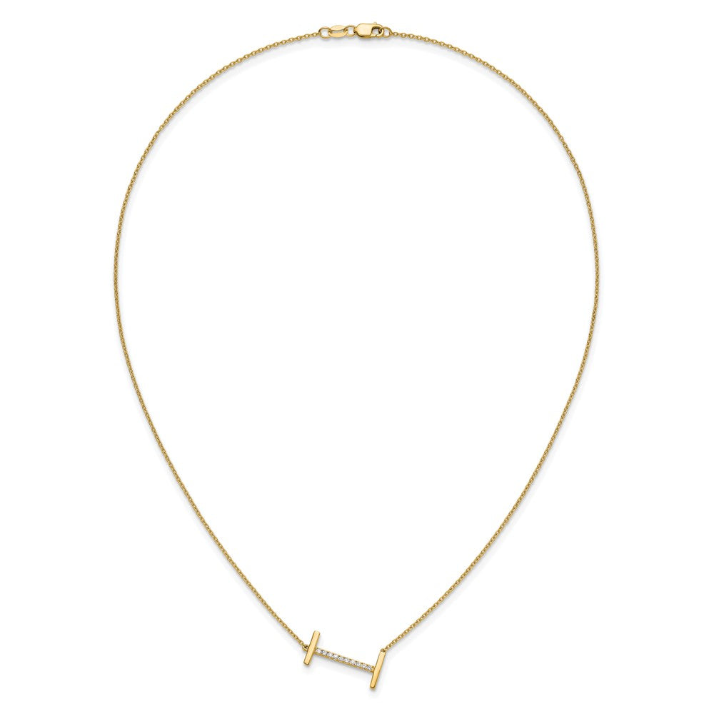 14K Gelbgold Seitlich Diamant Initiale I 18 Zoll Halskette