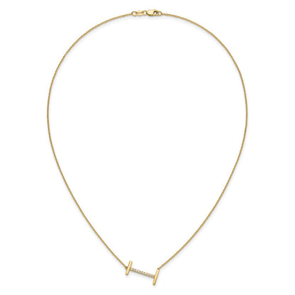 14K Gelbgold Seitlich Diamant Initiale I 18 Zoll Halskette