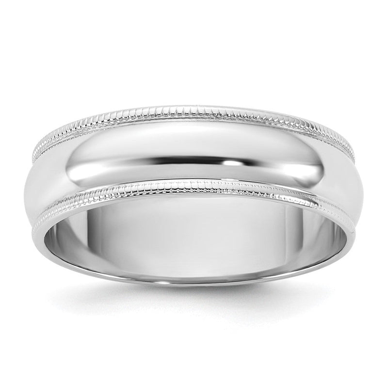 14K Weißgold 5,5 mm leichter Ehering mit Milgrain, halbrund