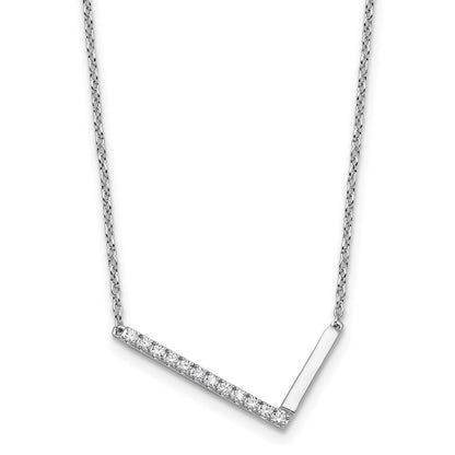 14K Weißgold Seitlich Diamant Initiale L 18 Zoll Halskette