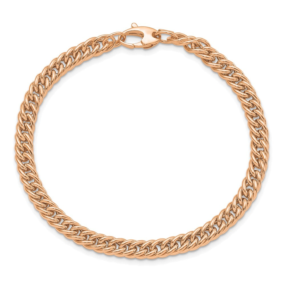 14K Roségold Poliert Panzer Glieder 7.75 Zoll Armband