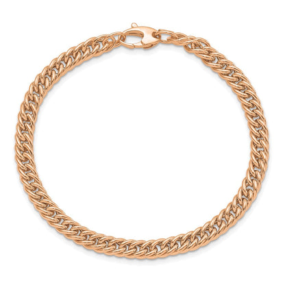 14K Roségold Poliert Panzer Glieder 7.75 Zoll Armband