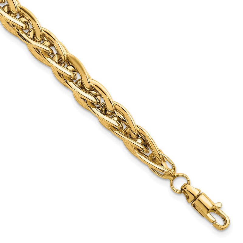 14K Gelbgold Poliert 5.2mm Fantasie Kordel Glieder Gliederarmband