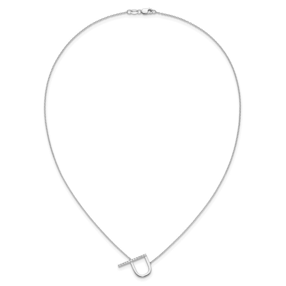 14K Weißgold Seitlich Diamant Initiale P 18 Zoll Halskette