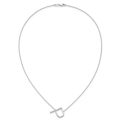 14K Weißgold Seitlich Diamant Initiale P 18 Zoll Halskette