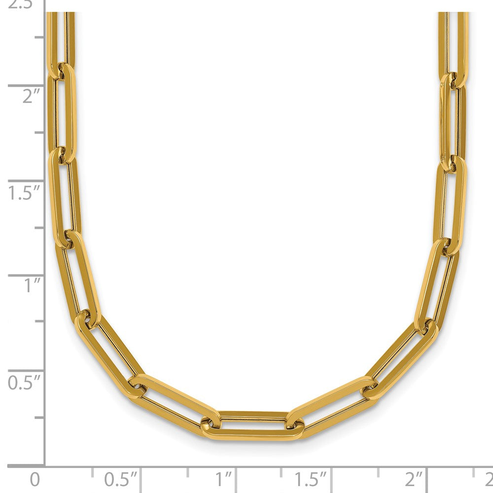 14K Gelbgold Poliert 4.3mm Büroklammer Glieder 18 Zoll Halskette
